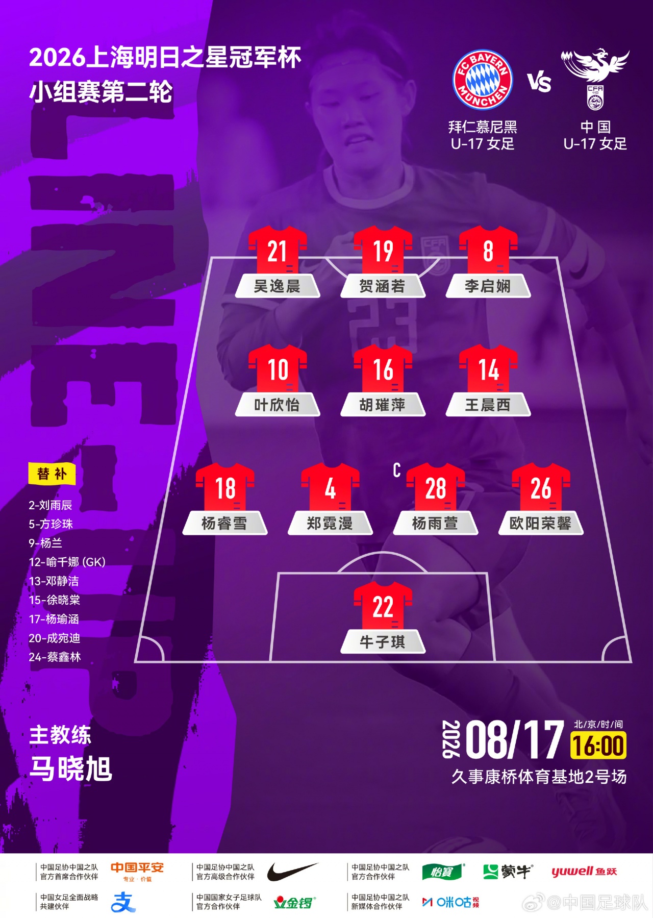 明日之星冠军杯次轮首发出炉 中国U17女足迎战拜仁 明日之星冠军杯次轮首发出炉 中国U17女足迎战拜仁